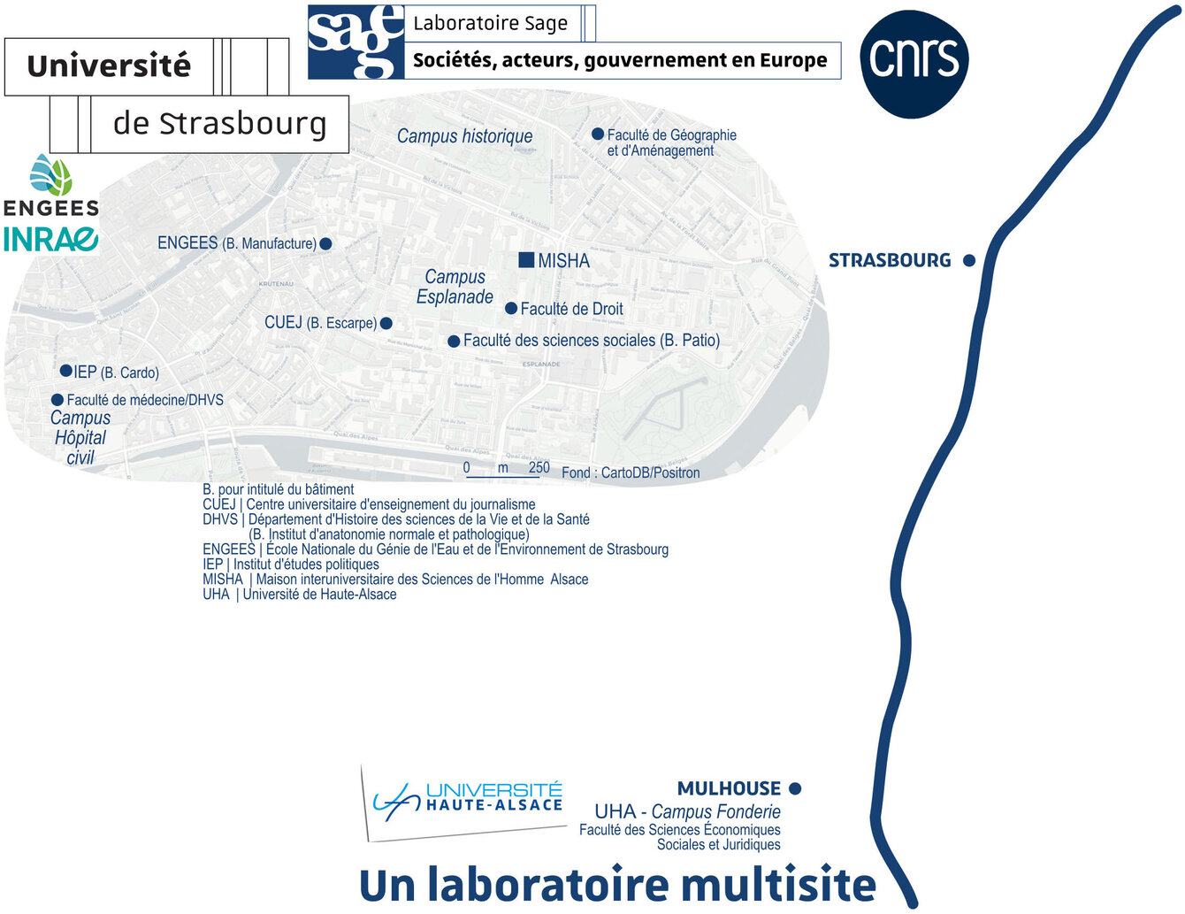 localisation des différents sites du laboratoire Sage
